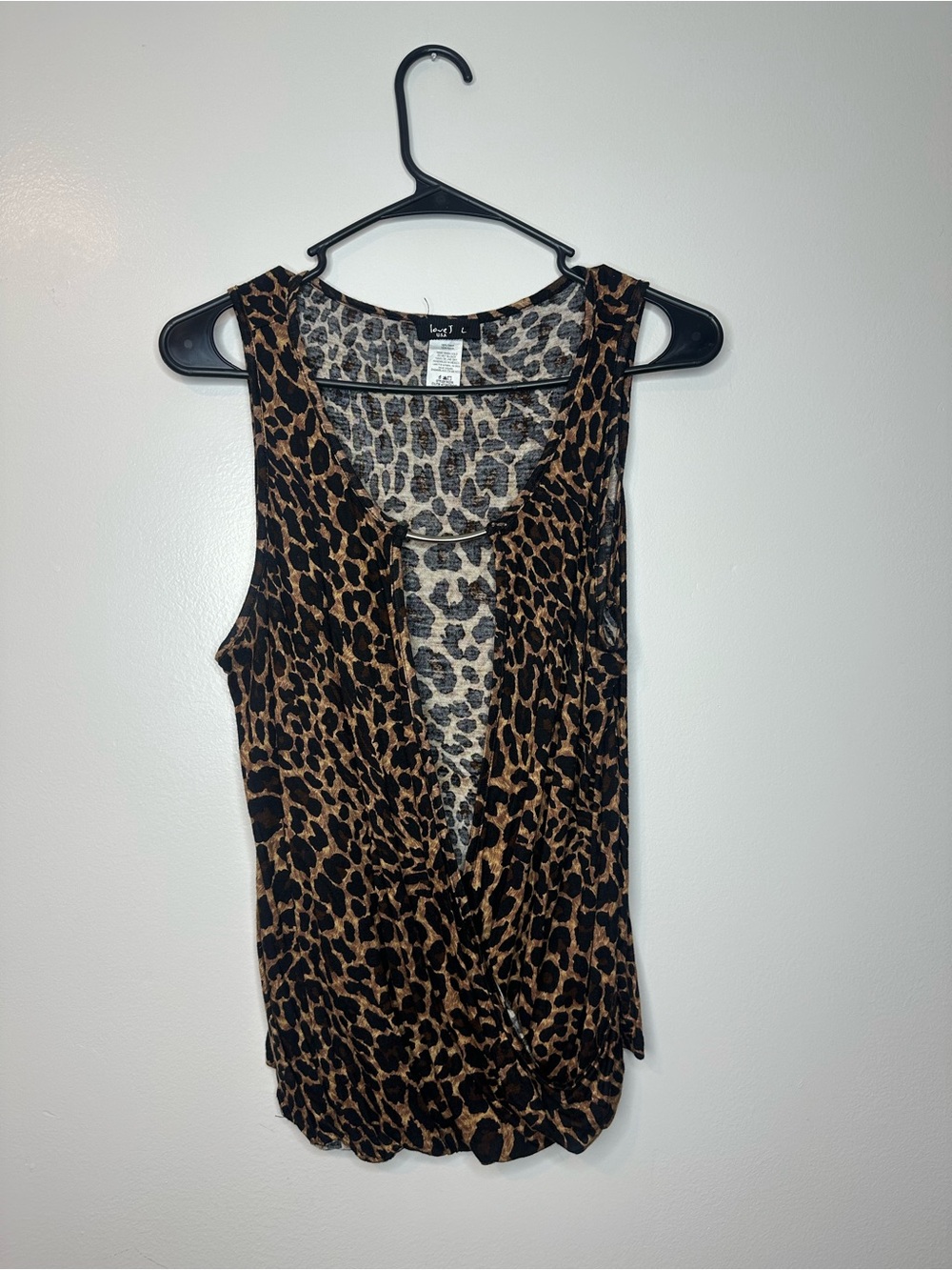 Love J Animal Print draped sleeveless top size L Y2K 2000s Club